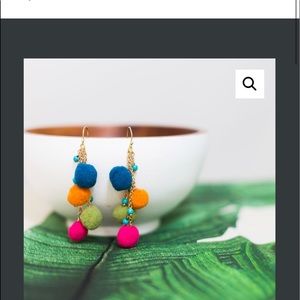 PANACEA Multi Colored Pom Pom Linear Earrings